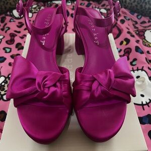 Copper Key Pink Heels with Bow Detail
